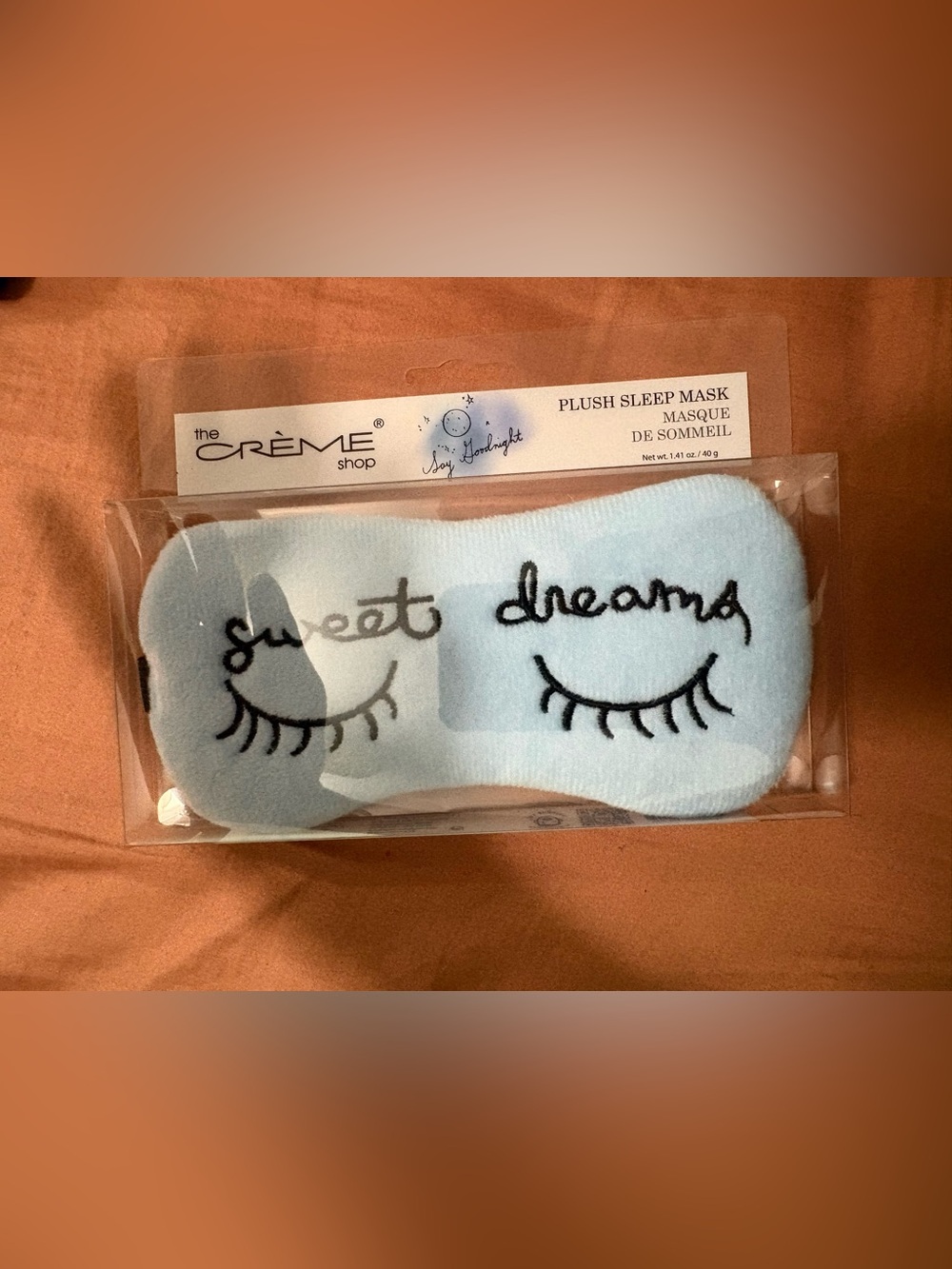 The Crème Shop Plush 'Sweet Dreams' Sleep Mask - Light Blue